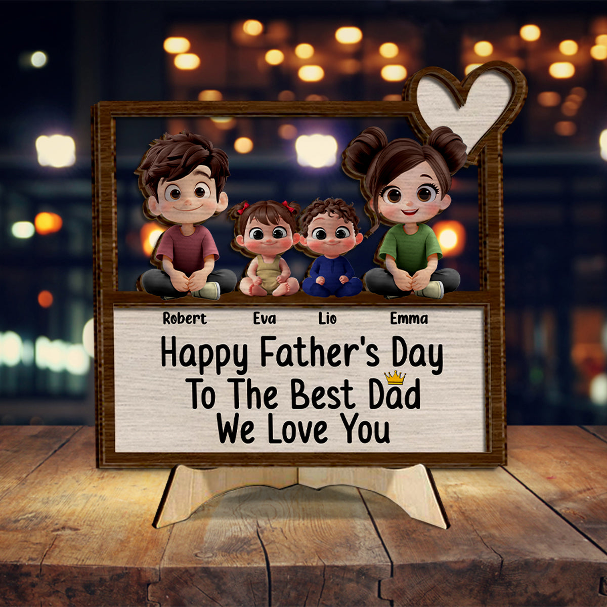 Best Dad Ever - Personalized Father 2 Layered Wood Sign / Wood Plaque