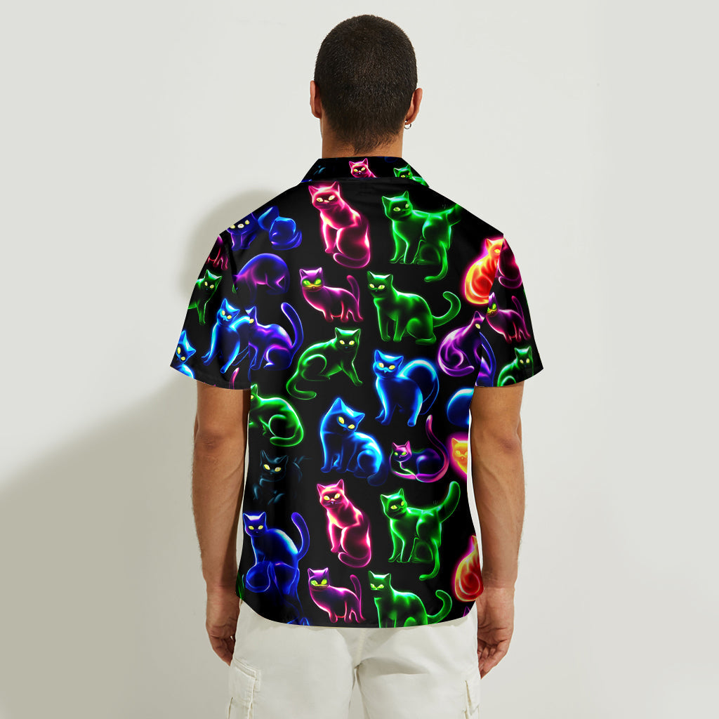 Neon Cat Pattern - Personalized Cat Hawaiian Shirt