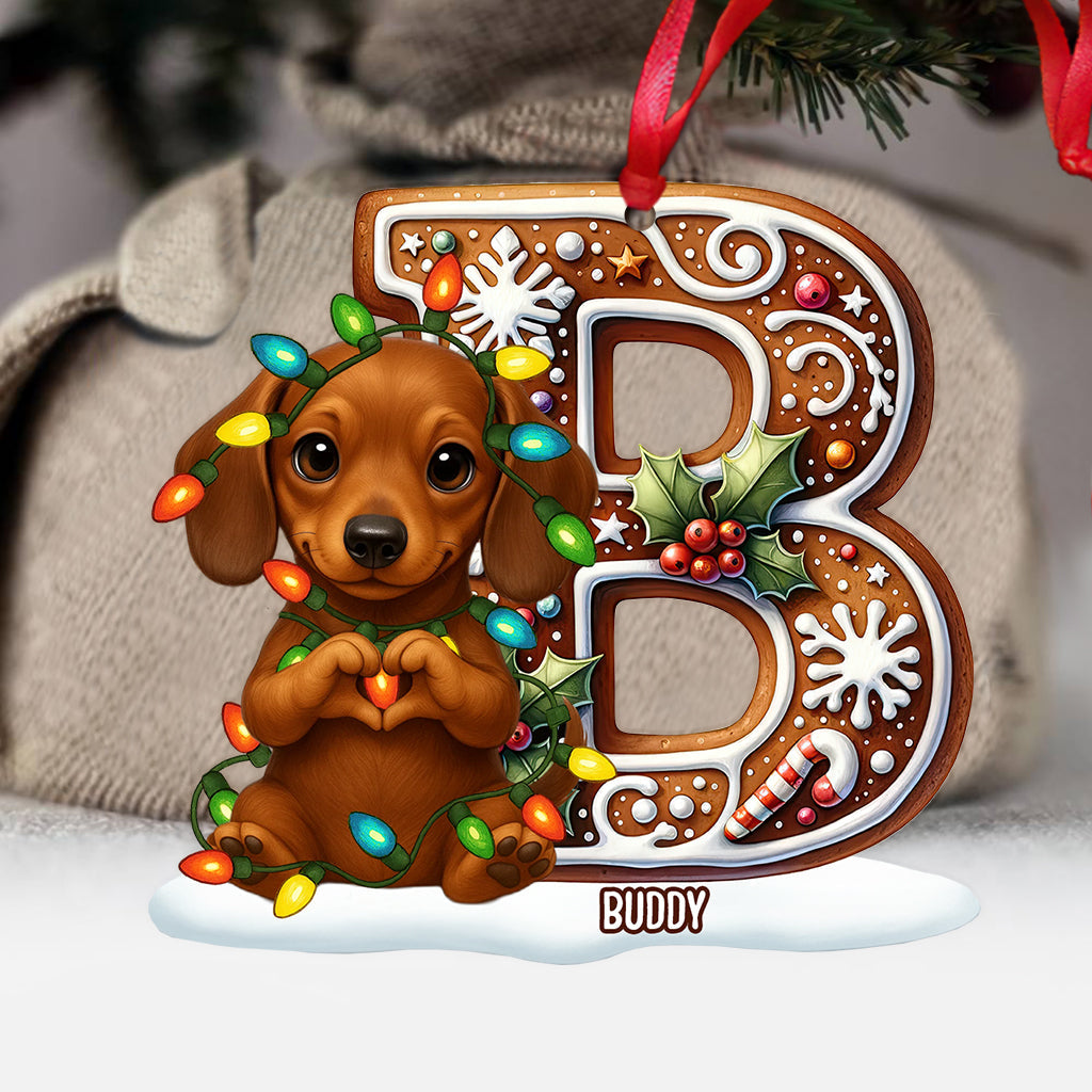 Initiales personnalisées pour les amoureux des chiens et des chats - Ornement personnalisé en forme de chien