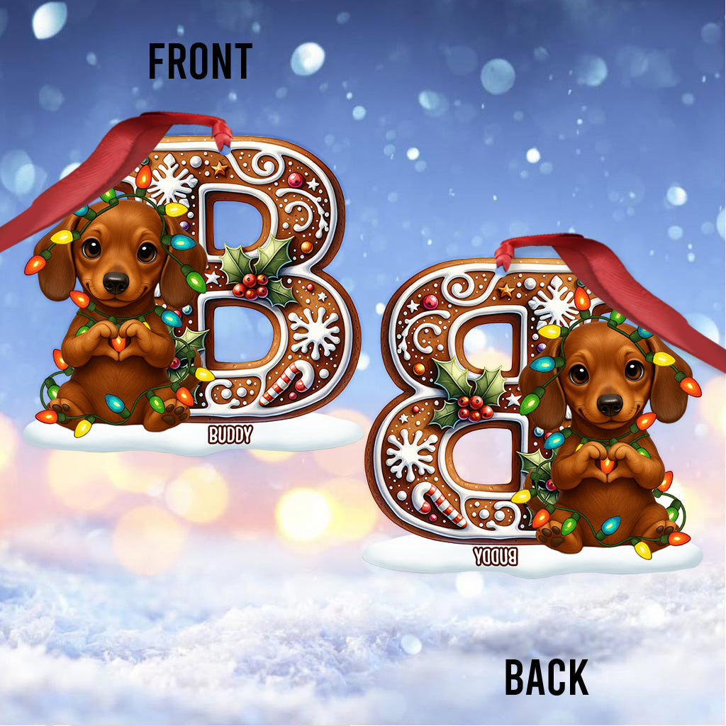 Initiales personnalisées pour les amoureux des chiens et des chats - Ornement personnalisé en forme de chien