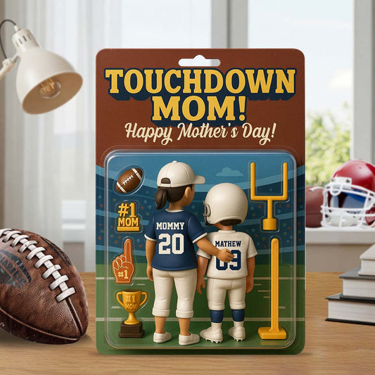 Maman Touchdown ! - Plaque acrylique personnalisée en forme de ballon de football