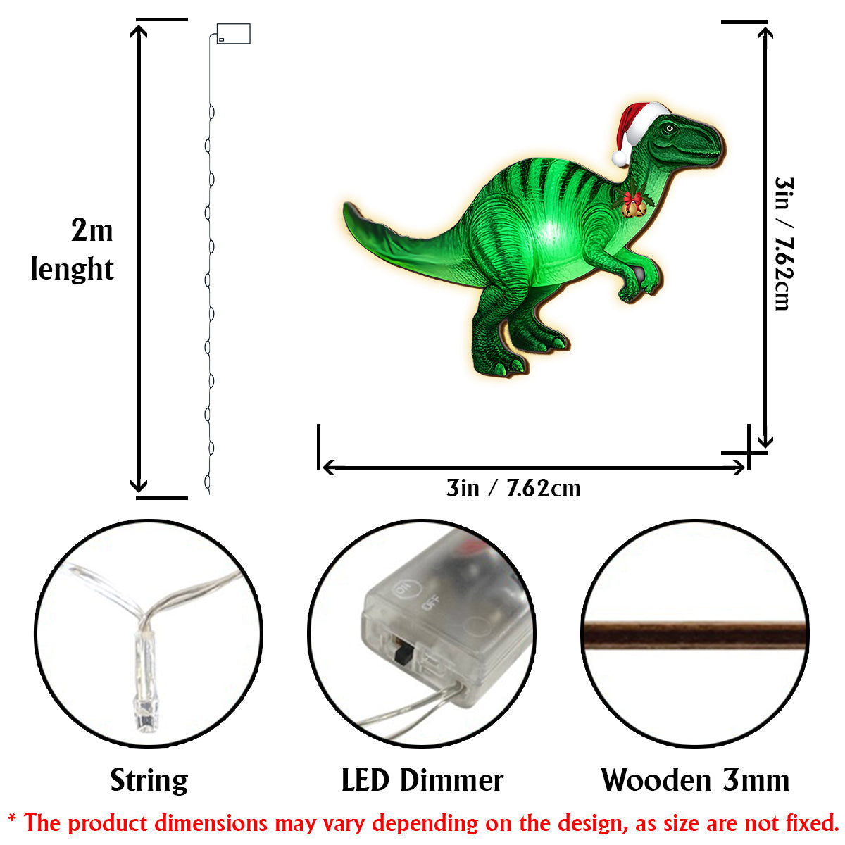 Guirlande lumineuse personnalisée dinosaure pour enfants
