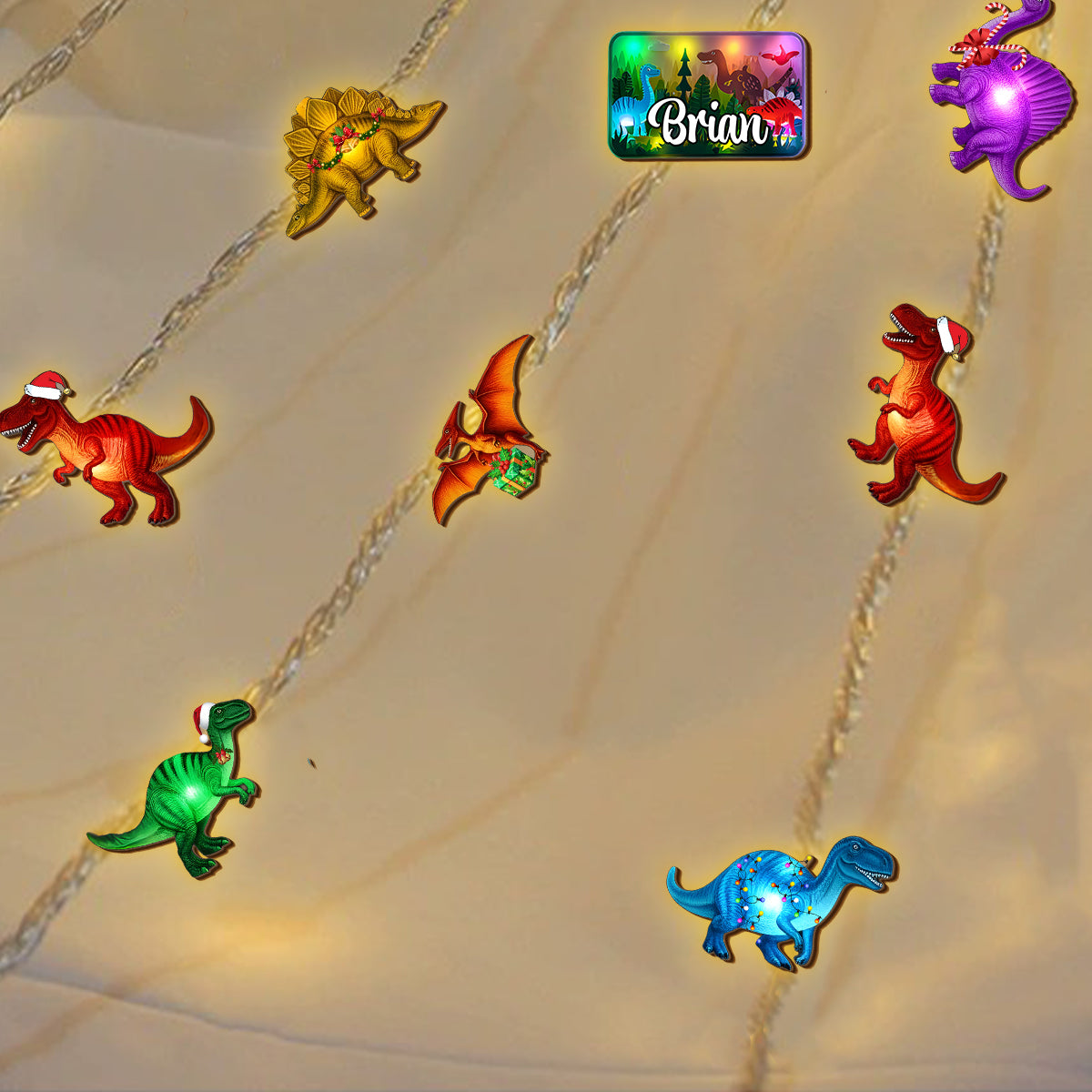 Guirlande lumineuse personnalisée dinosaure pour enfants