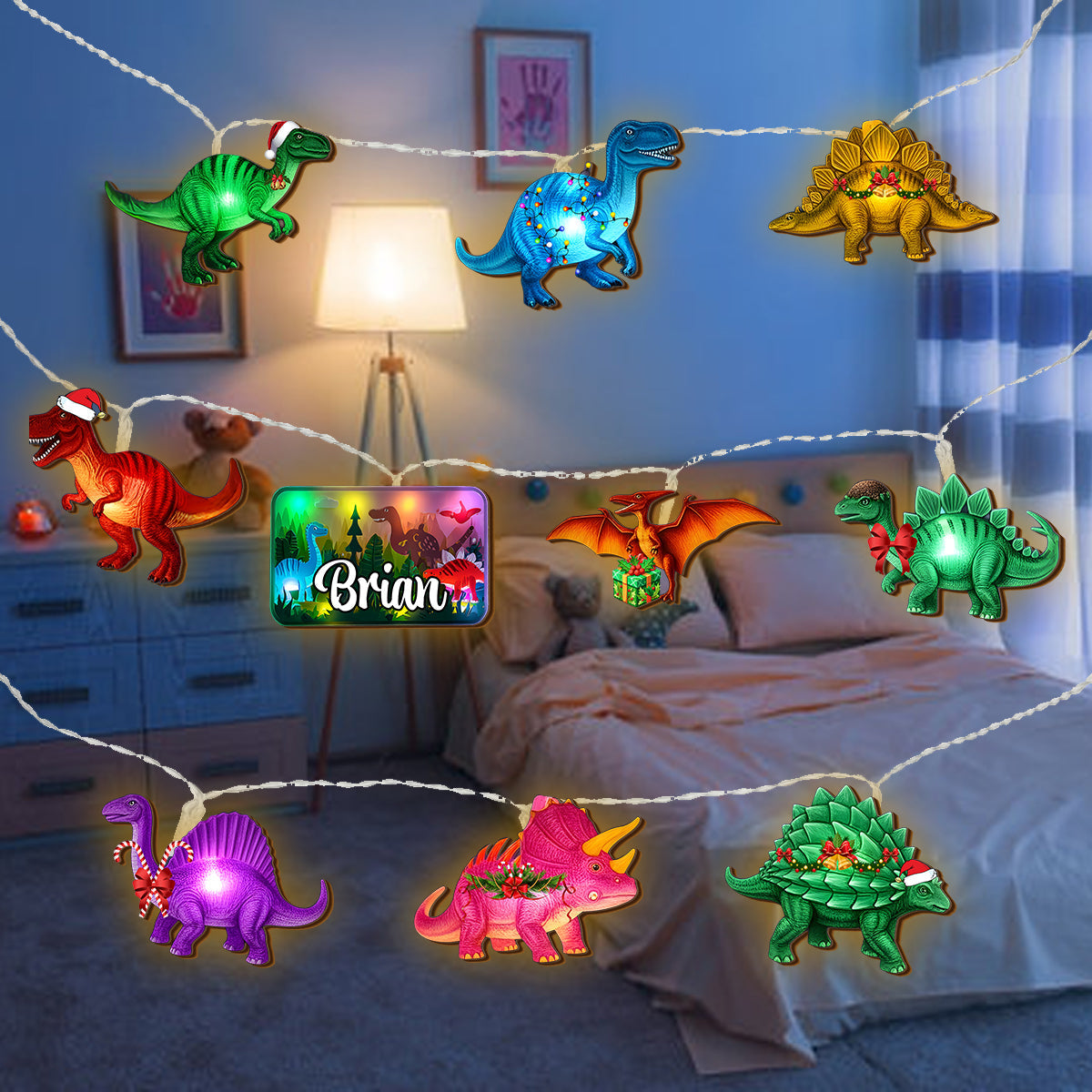 Guirlande lumineuse personnalisée dinosaure pour enfants