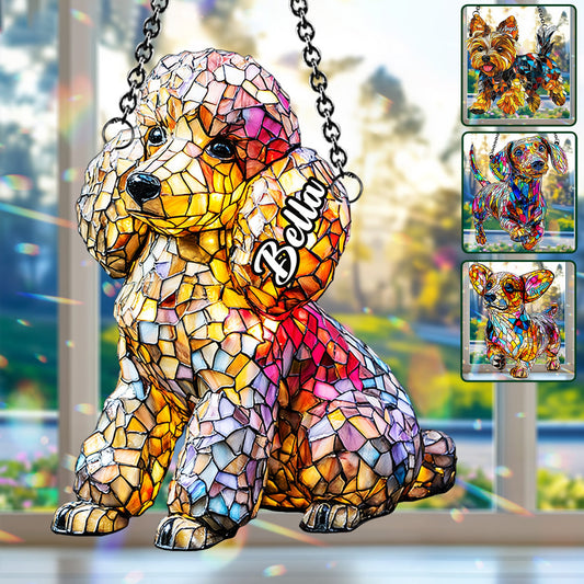 J'aime mon chien - Décoration attrape-soleil personnalisée à suspendre à la fenêtre 