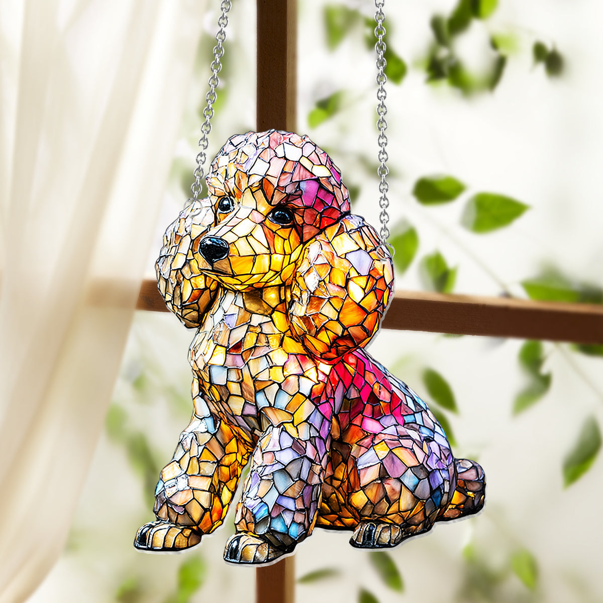J'aime mon chien - Décoration attrape-soleil personnalisée à suspendre à la fenêtre 