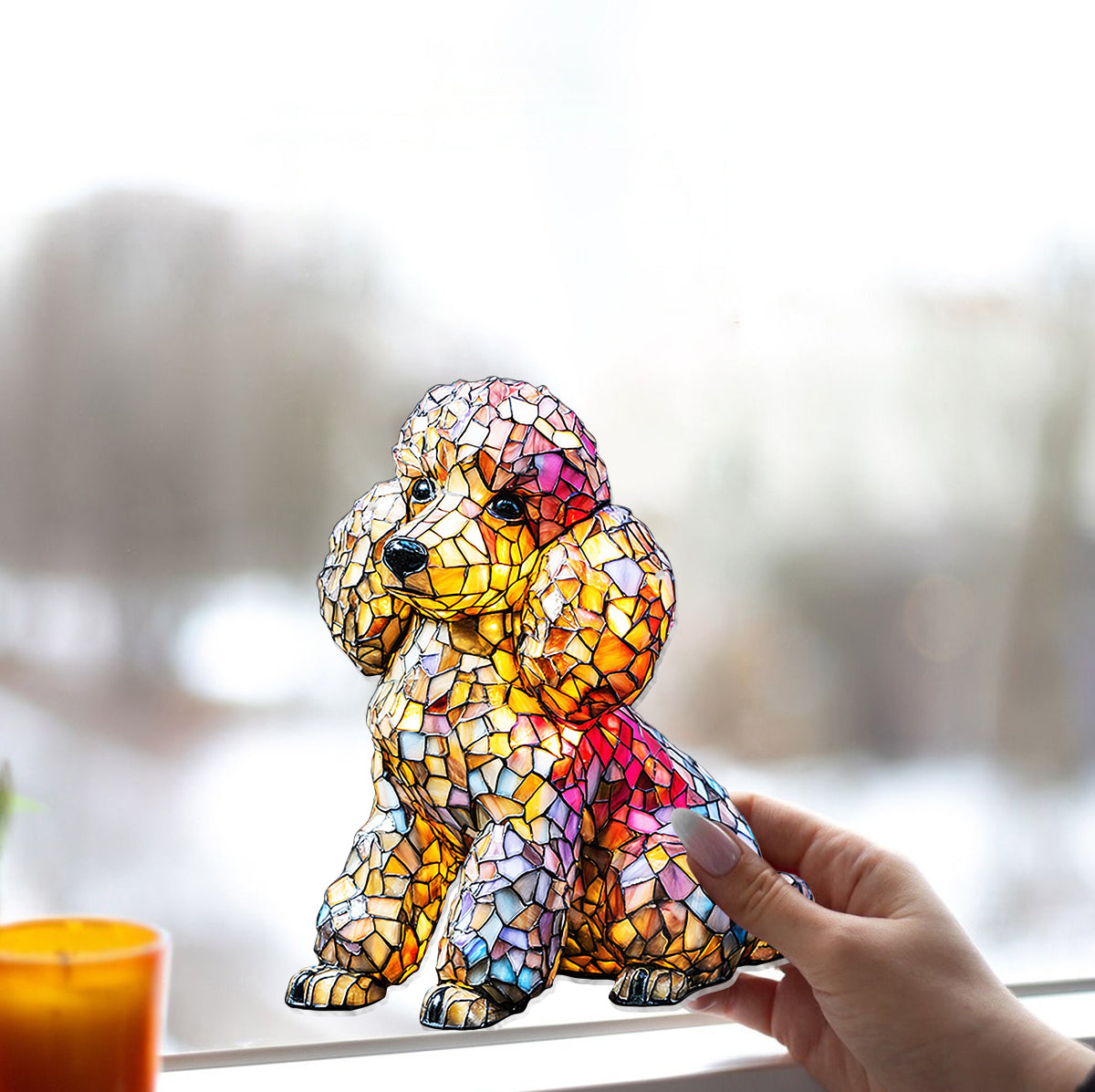 J'aime mon chien - Décoration attrape-soleil personnalisée à suspendre à la fenêtre 