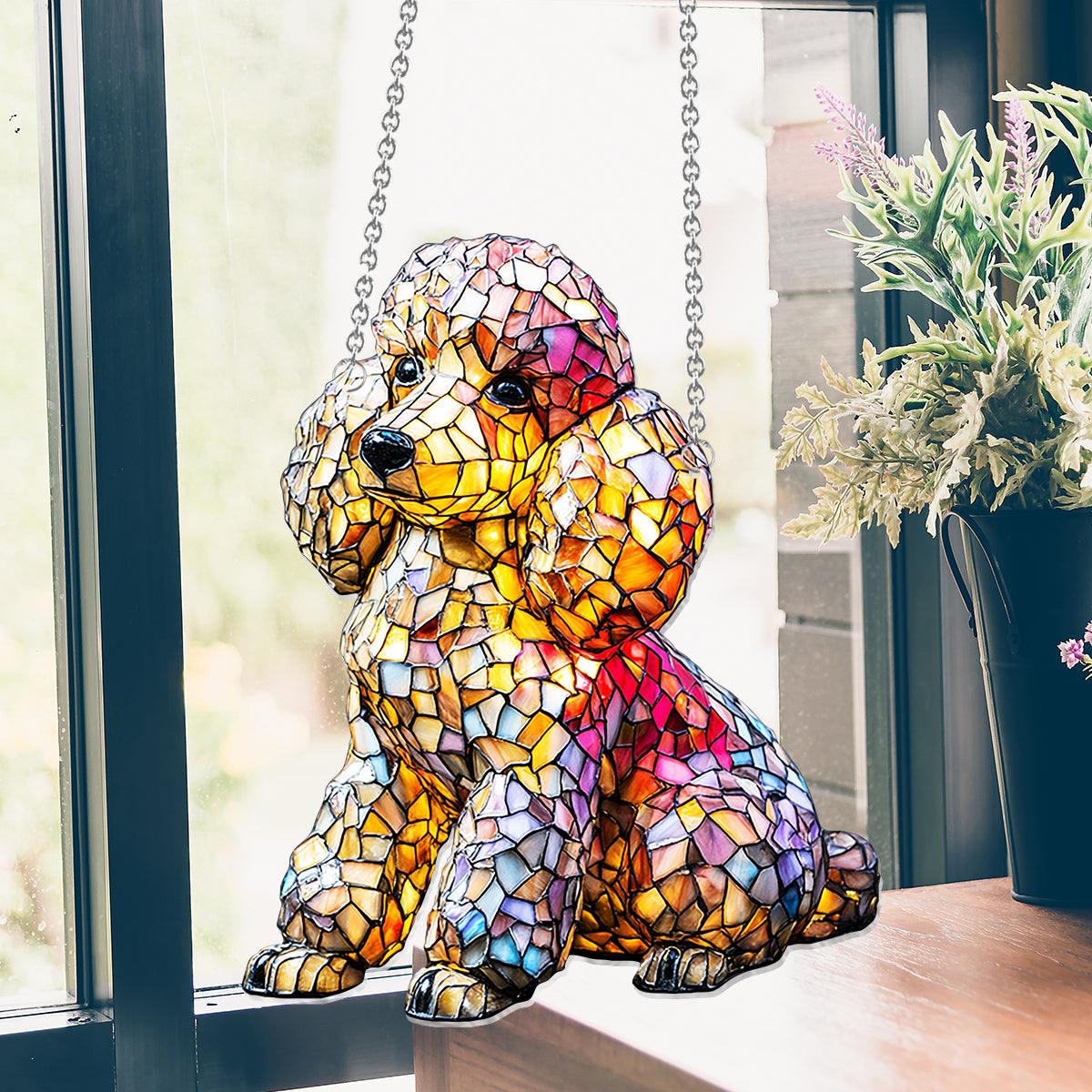 J'aime mon chien - Décoration attrape-soleil personnalisée à suspendre à la fenêtre 