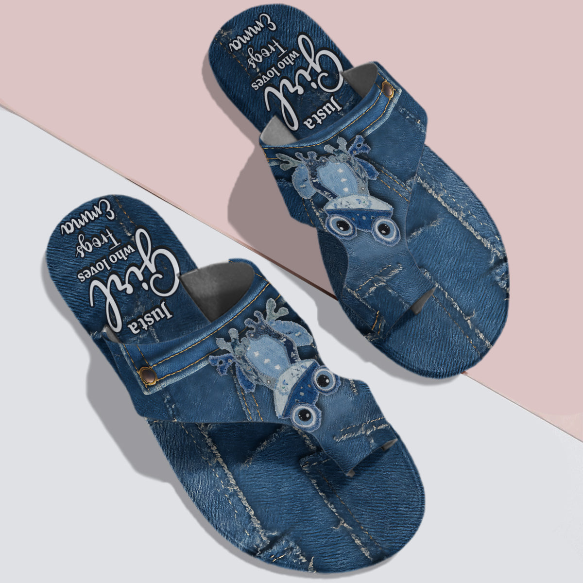 Just A Girl Who Loves Frog - Personalized Frog Open Toe Sandals