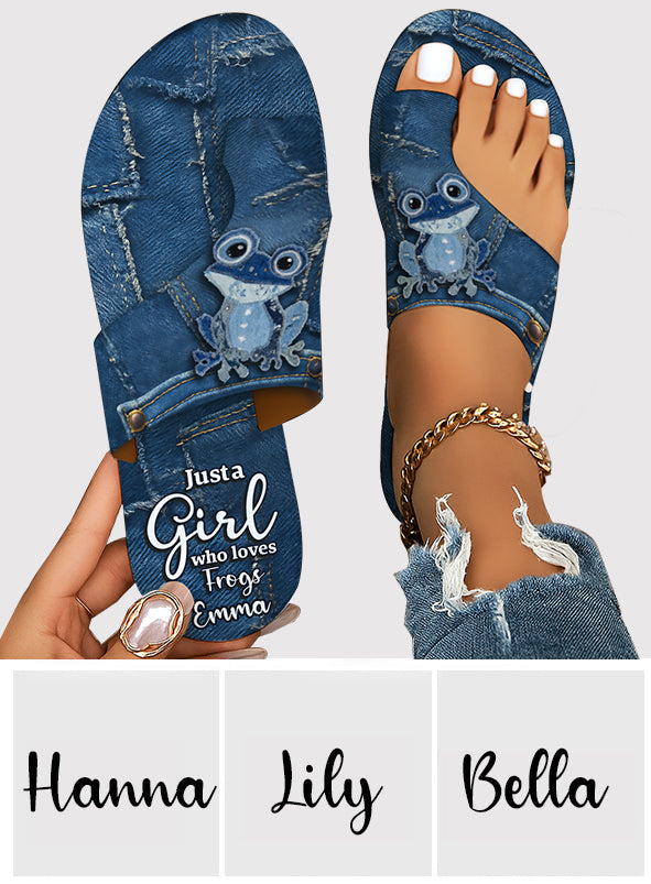 Just A Girl Who Loves Frog - Personalized Frog Open Toe Sandals