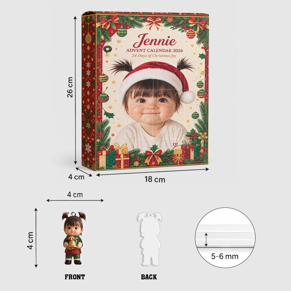 24 Days Of Christmas Joy - Personalized Kid Advent Calendar With 3D Collectibles