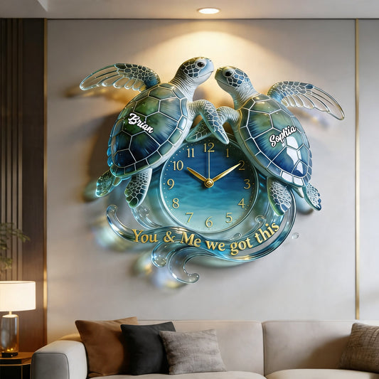Vous & Moi, Nous Avons Ça - Horloge Murale Personnalisée en Acrylique Tortue
