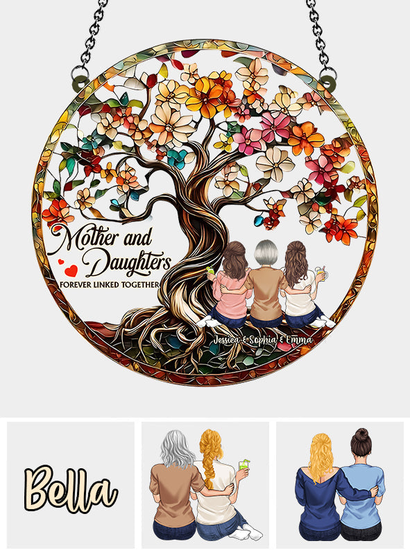 Mère et filles unies pour toujours - Décoration attrape-soleil personnalisée à suspendre à la fenêtre - Mère et filles - Lien éternel 