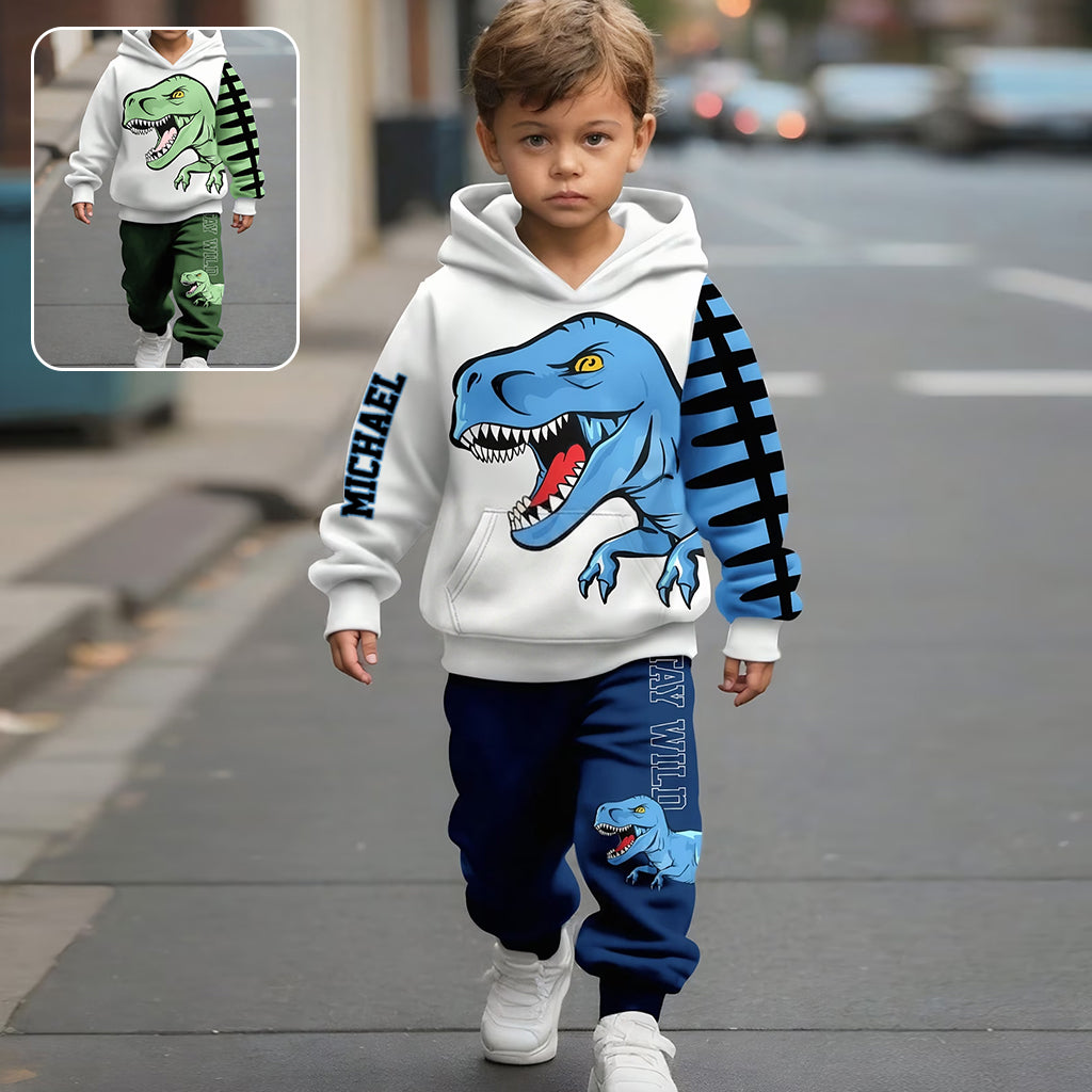 Amour des Dinosaures - Sweat à Capuche Enfant Personnalisé & Pantalon de Jogging Enfant