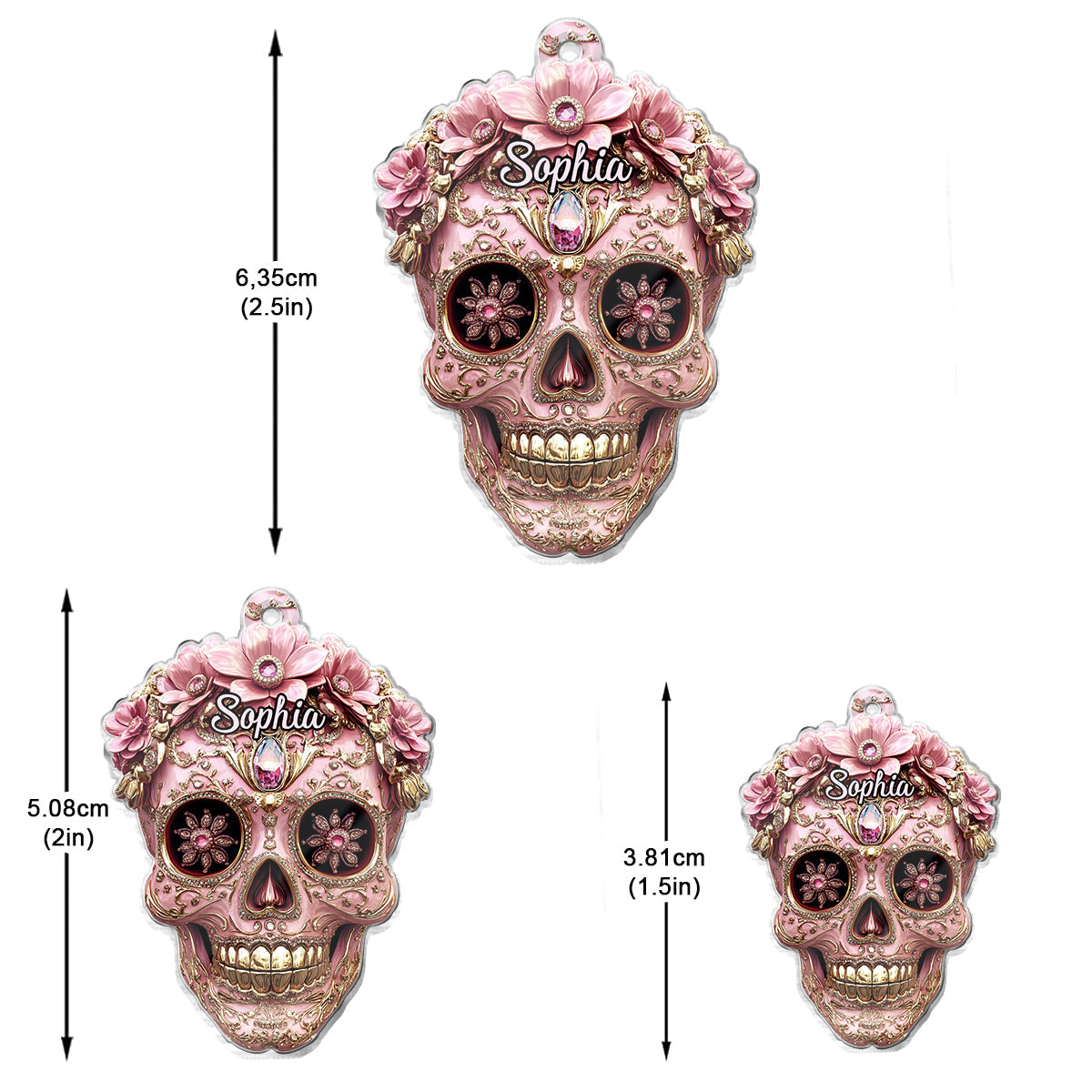 Beautiful Pink Skull - Personalized Skull Transparent Earrings