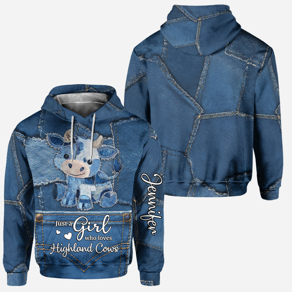 Juste une fille qui aime les vaches des Highlands - Sweat à capuche et legging personnalisés avec motif vache des Highlands