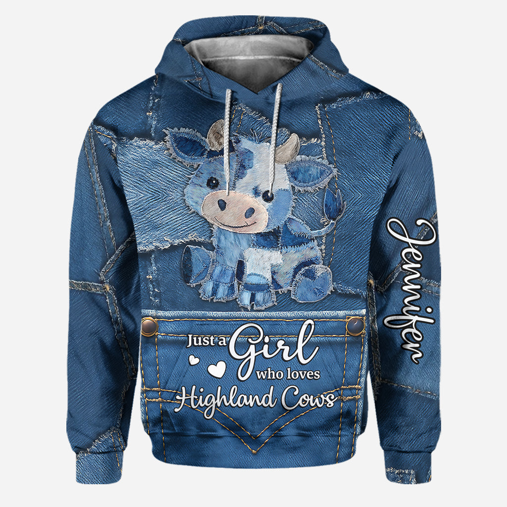 Juste une fille qui aime les vaches des Highlands - Sweat à capuche et legging personnalisés avec motif vache des Highlands