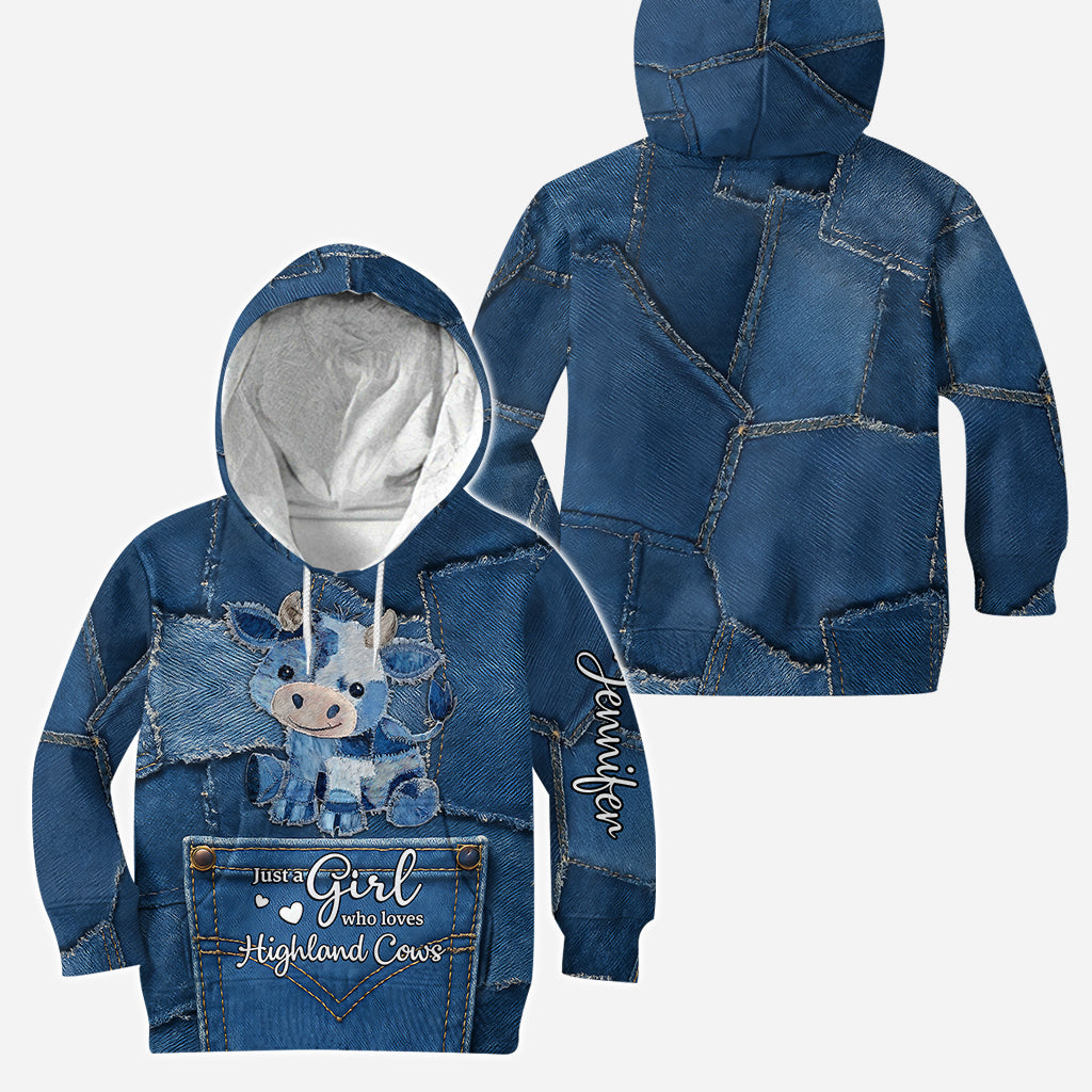 Juste une fille qui aime les vaches des Highlands - Sweat à capuche et legging personnalisés avec motif vache des Highlands