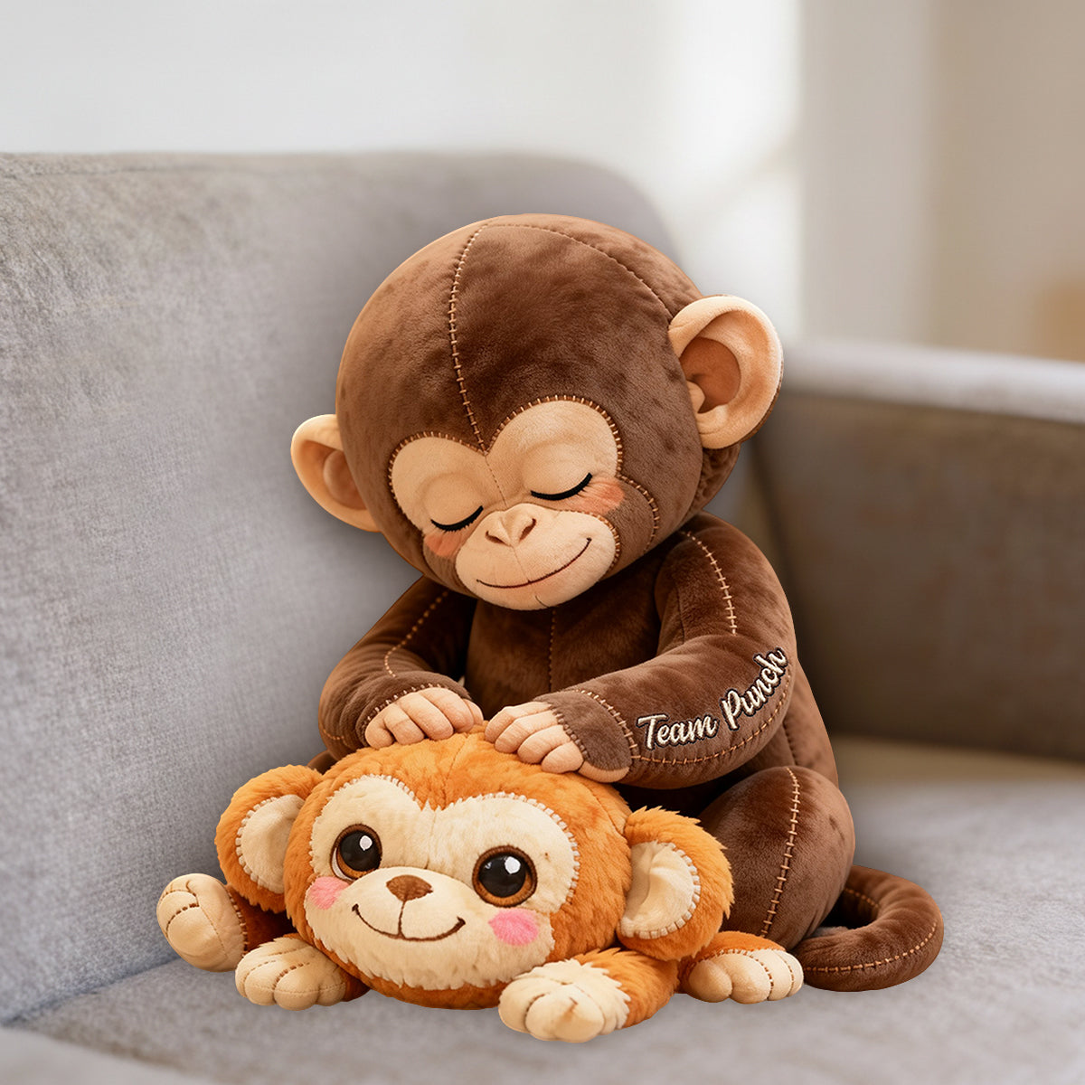 Team Punch - Monkey Lover Premium Faux Fur Pillow