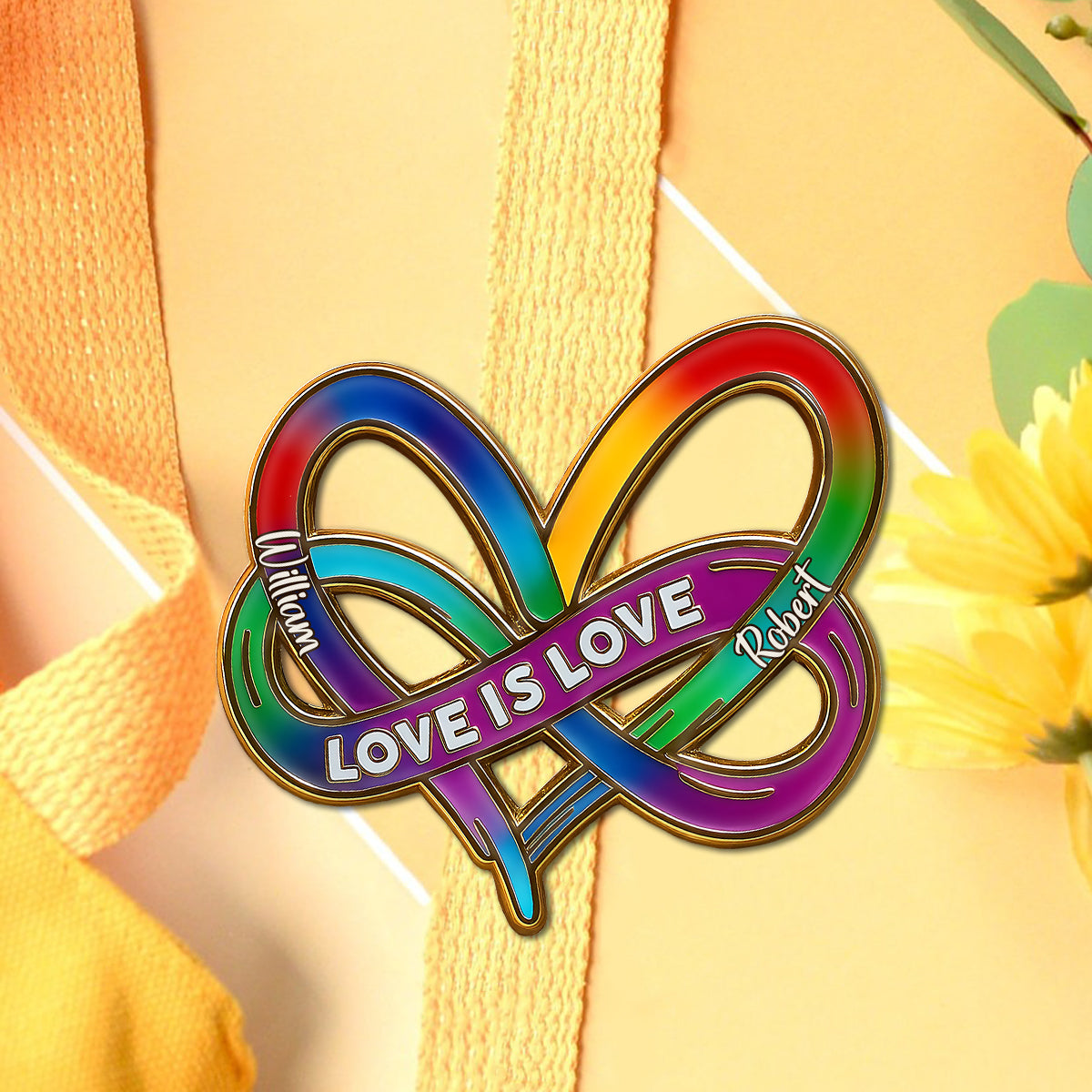 Infinity Heart Rainbow Love Is Love - Personalized LGBT Support Pin