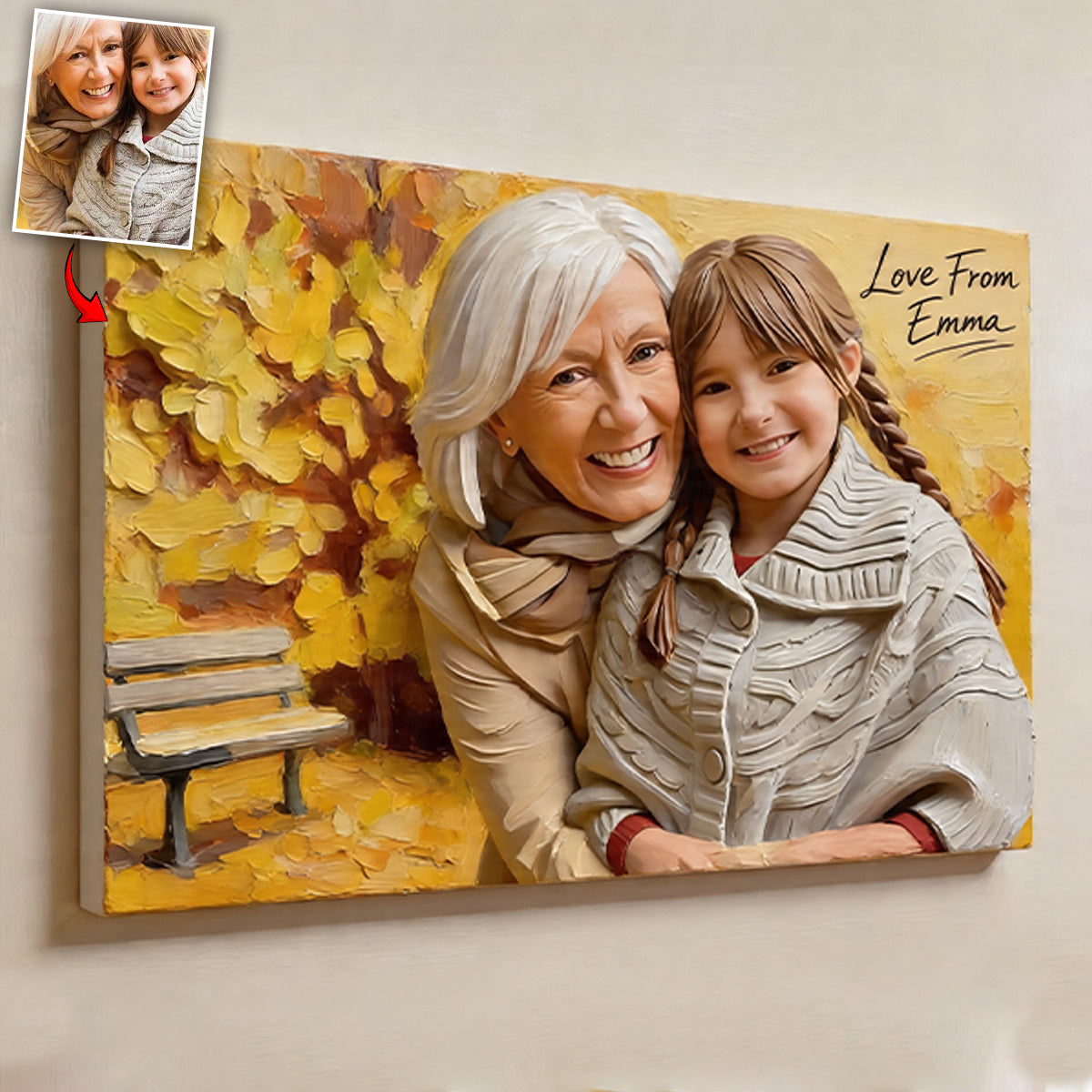 Cadeau Mamie Personnalisé à Partir de Photo - Toile et Affiche Personnalisées
