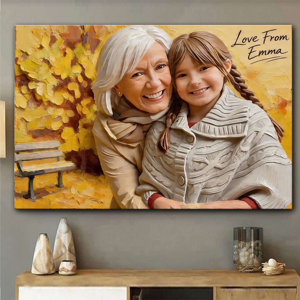 Cadeau Mamie Personnalisé à Partir de Photo - Toile et Affiche Personnalisées