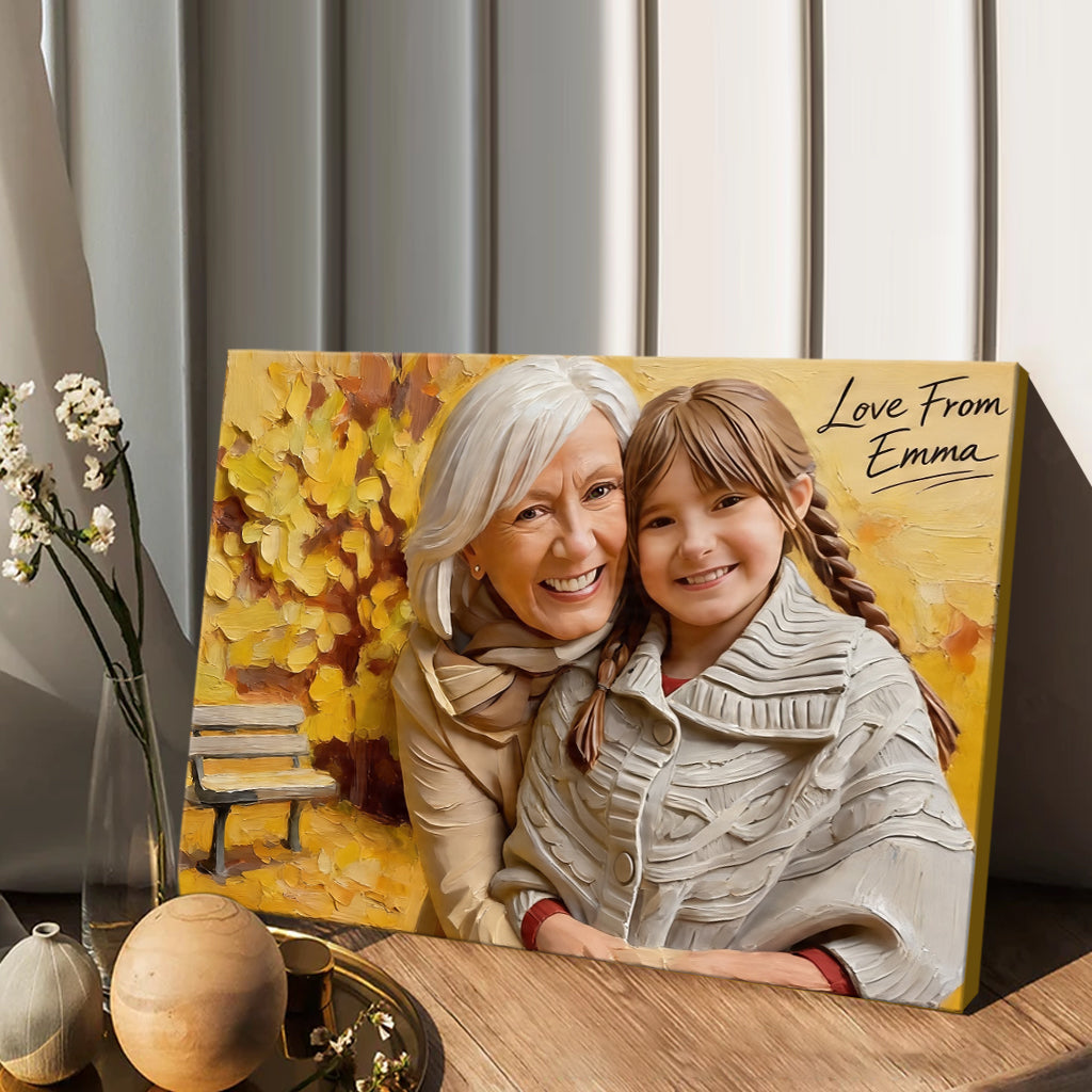 Cadeau Mamie Personnalisé à Partir de Photo - Toile et Affiche Personnalisées