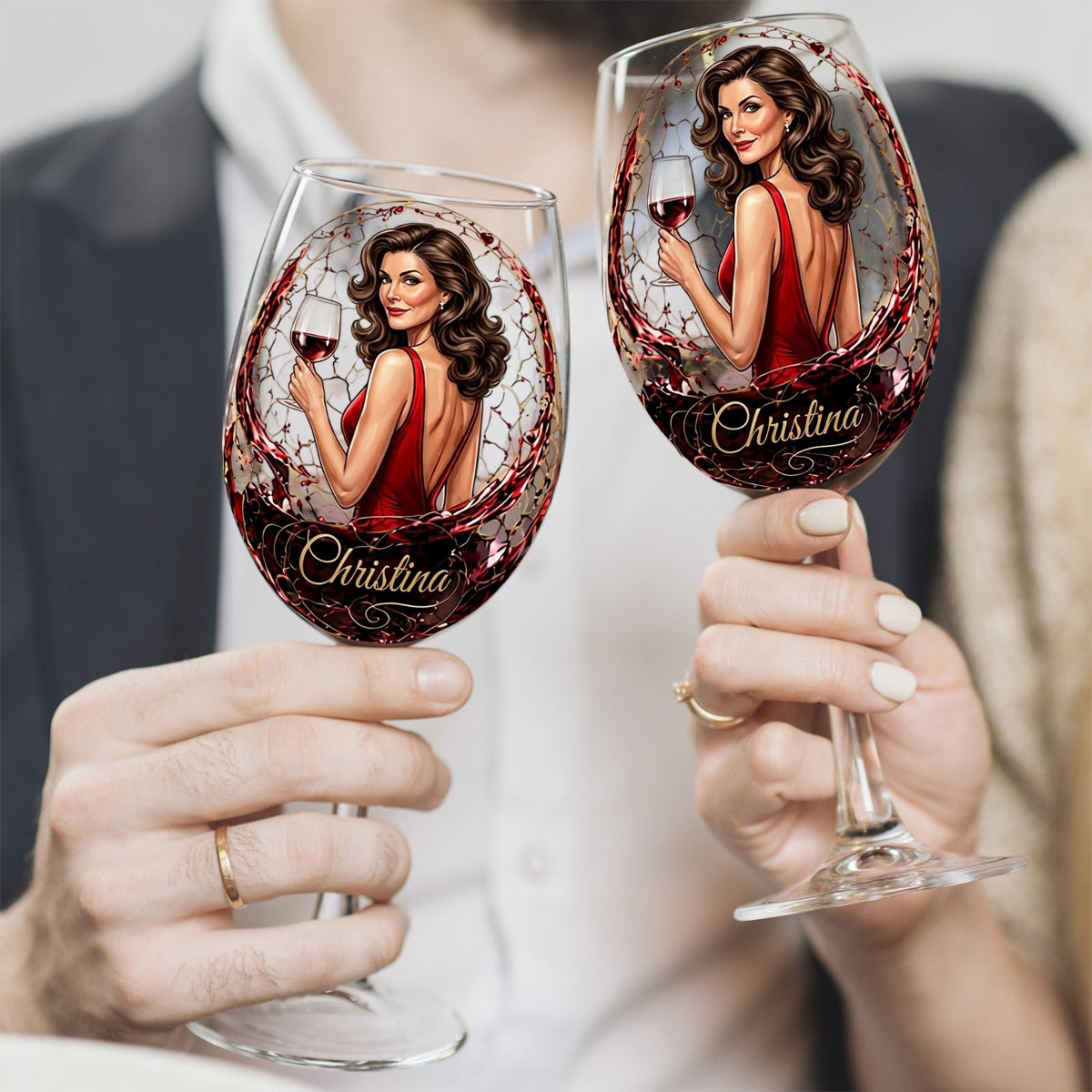 Cadeau de Vin pour Elle - Verre à Vin Long Personnalisé avec Boîte
