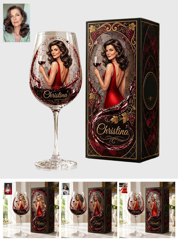 Cadeau de Vin pour Elle - Verre à Vin Long Personnalisé avec Boîte