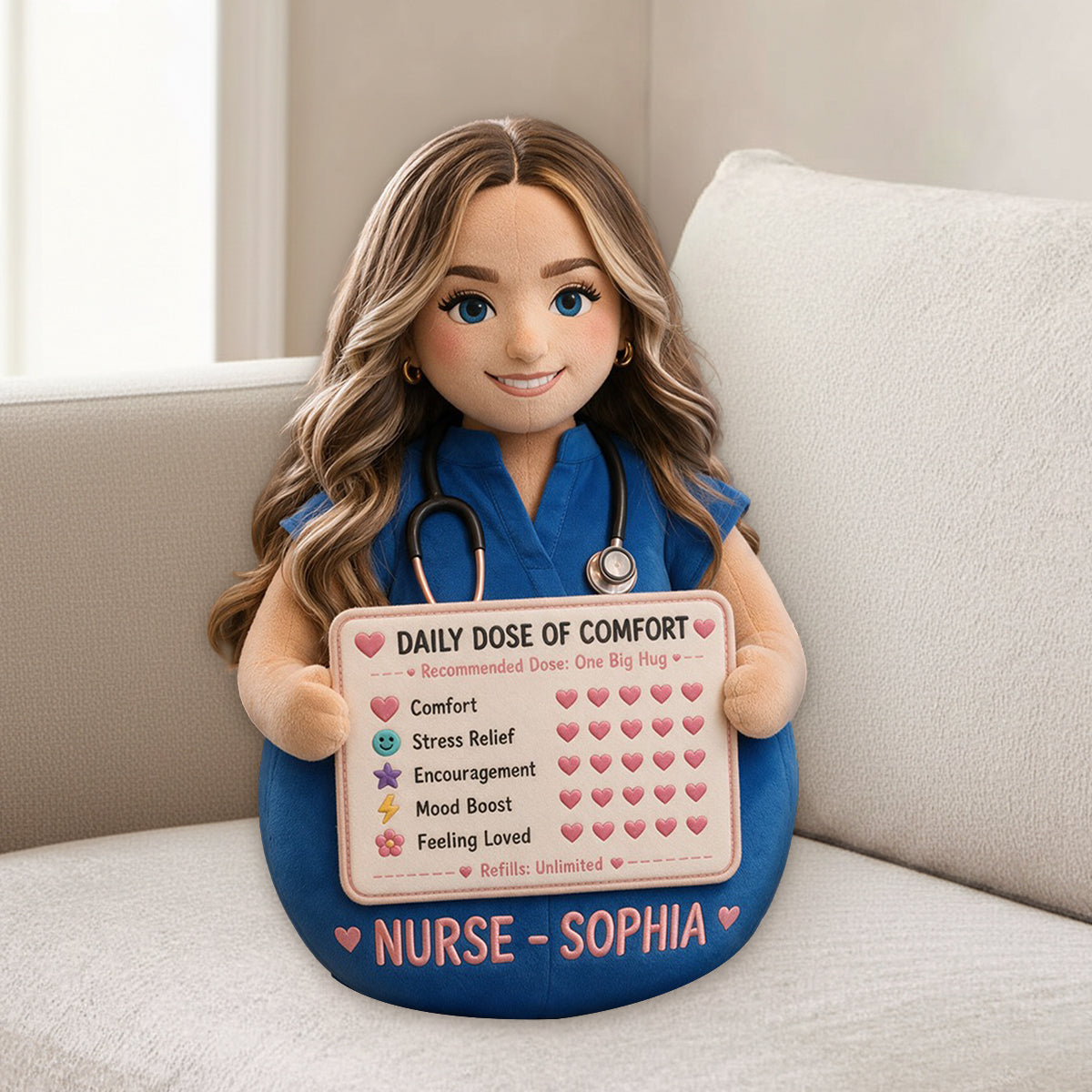 Dose Quotidienne de Confort - Coussin Personnalisé en Fourrure Synthétique