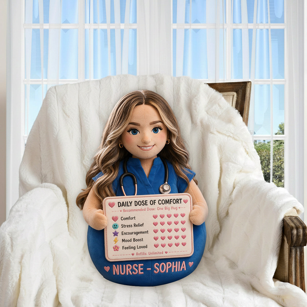 Dose Quotidienne de Confort - Coussin Personnalisé en Fourrure Synthétique