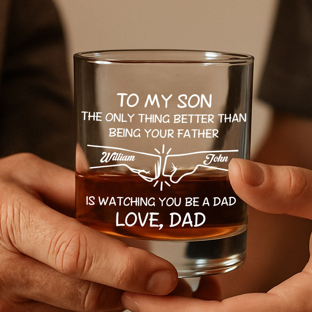 Dad And Son - A Bond That Time Can't Break - Personalized Whisky Whiskey Glass
