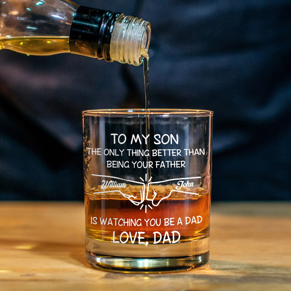 Dad And Son - A Bond That Time Can't Break - Personalized Whisky Whiskey Glass