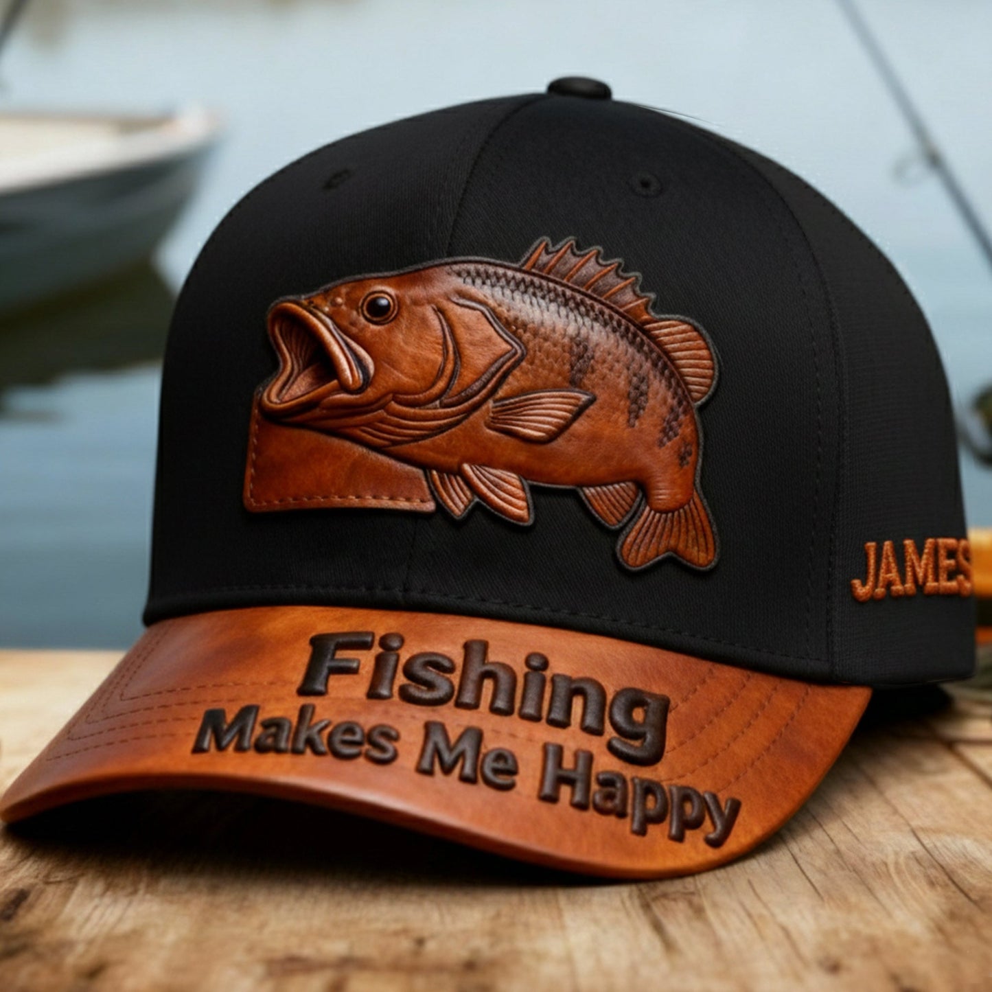 La pêche me rend heureux - Casquette de pêche classique personnalisée