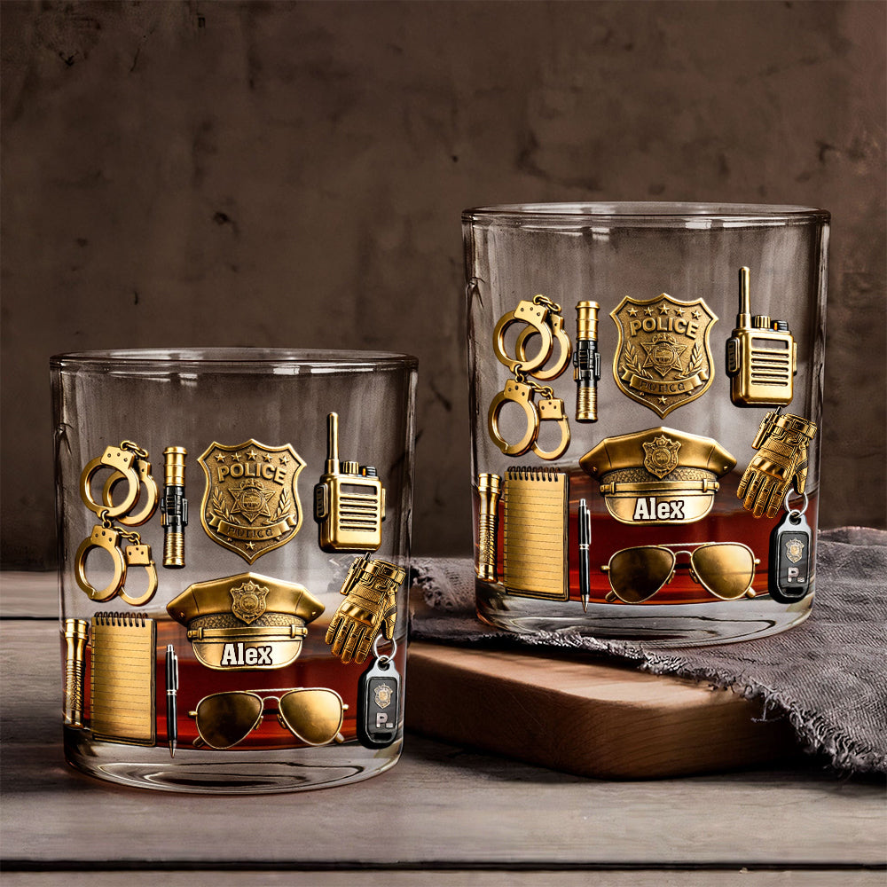Police Officer - Personalized Police Officer Whiskey Glass