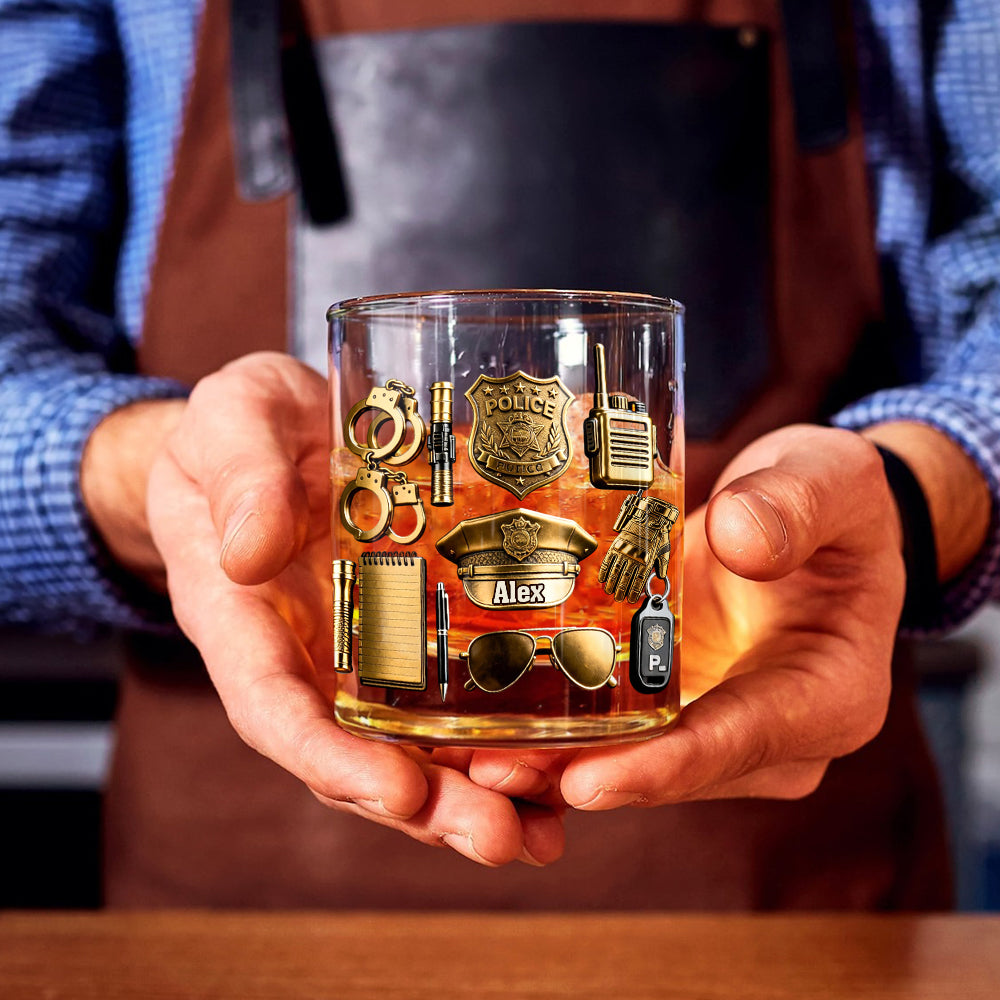 Police Officer - Personalized Police Officer Whiskey Glass