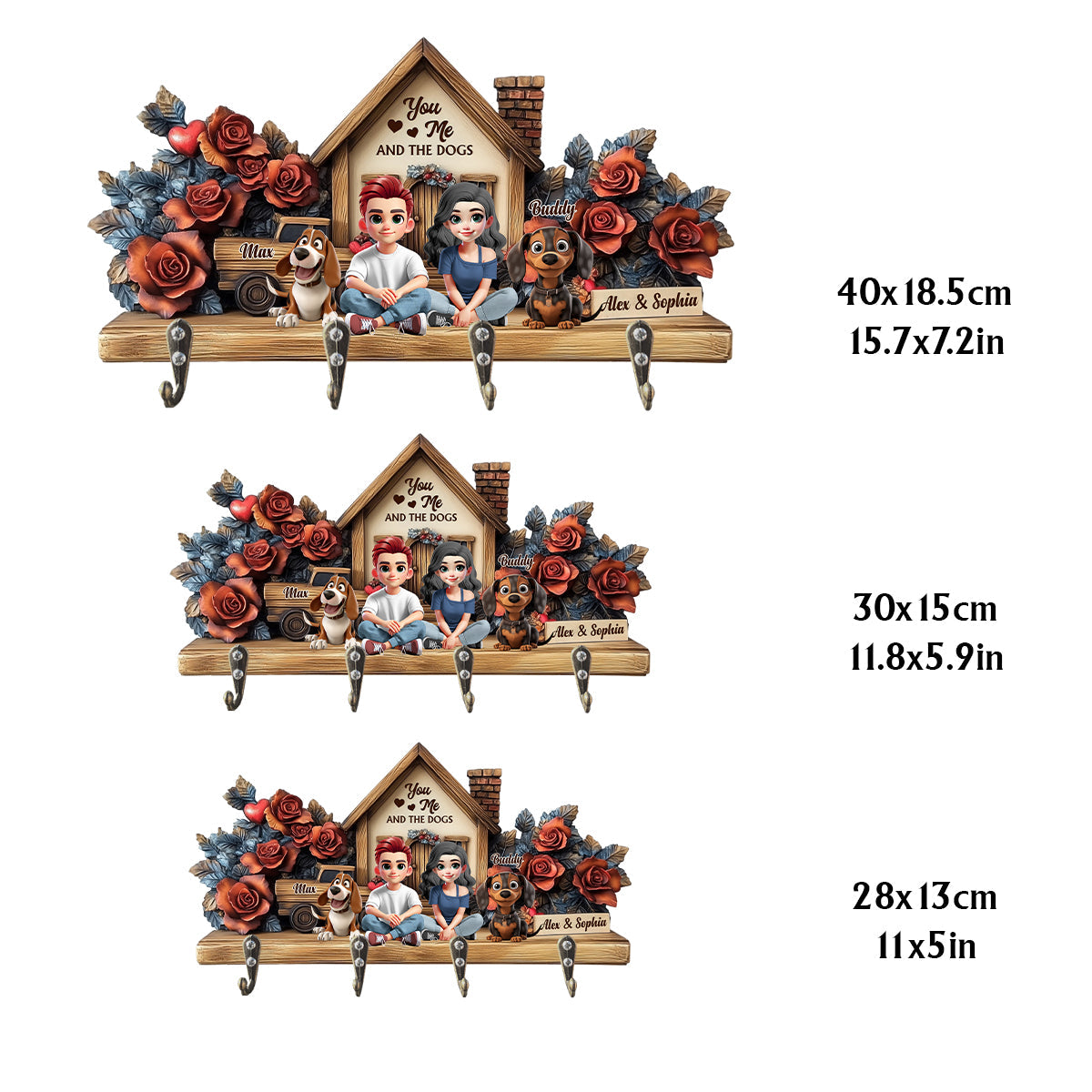 Toi, moi et les chiens - Porte-clés personnalisé en forme de chien