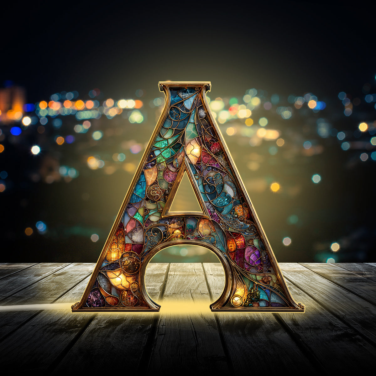 Veilleuse LED personnalisée en acrylique avec initiale colorée pour toute la famille