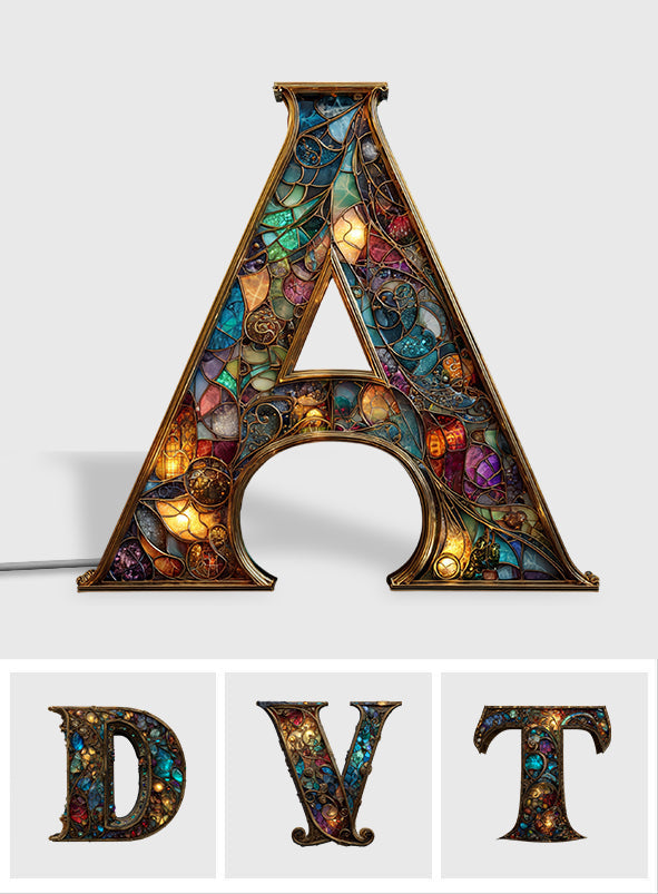 Veilleuse LED personnalisée en acrylique avec initiale colorée pour toute la famille