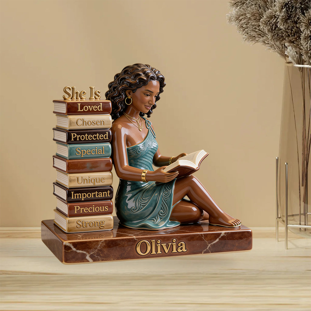 She Is Loved Chosen - Personalized African American Custom Shaped Acrylic Plaque