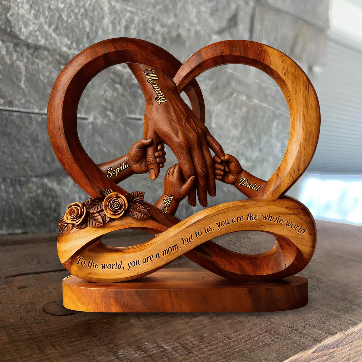 Vous êtes le monde pour nous - Plaque en bois personnalisée en forme sur mesure