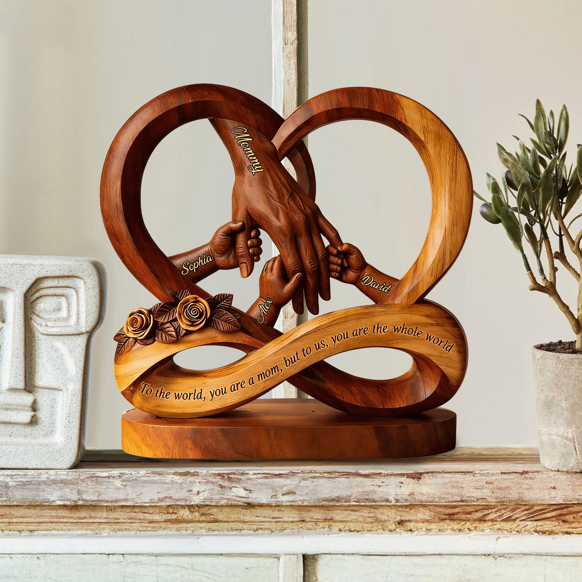 Vous êtes le monde pour nous - Plaque en bois personnalisée en forme sur mesure