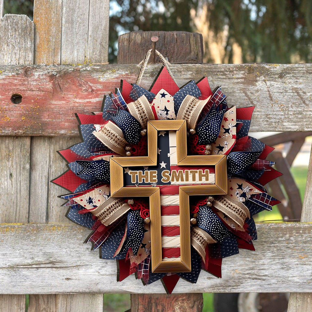 Que Dieu bénisse l'Américain - Panneau en bois chrétien personnalisé et sur mesure