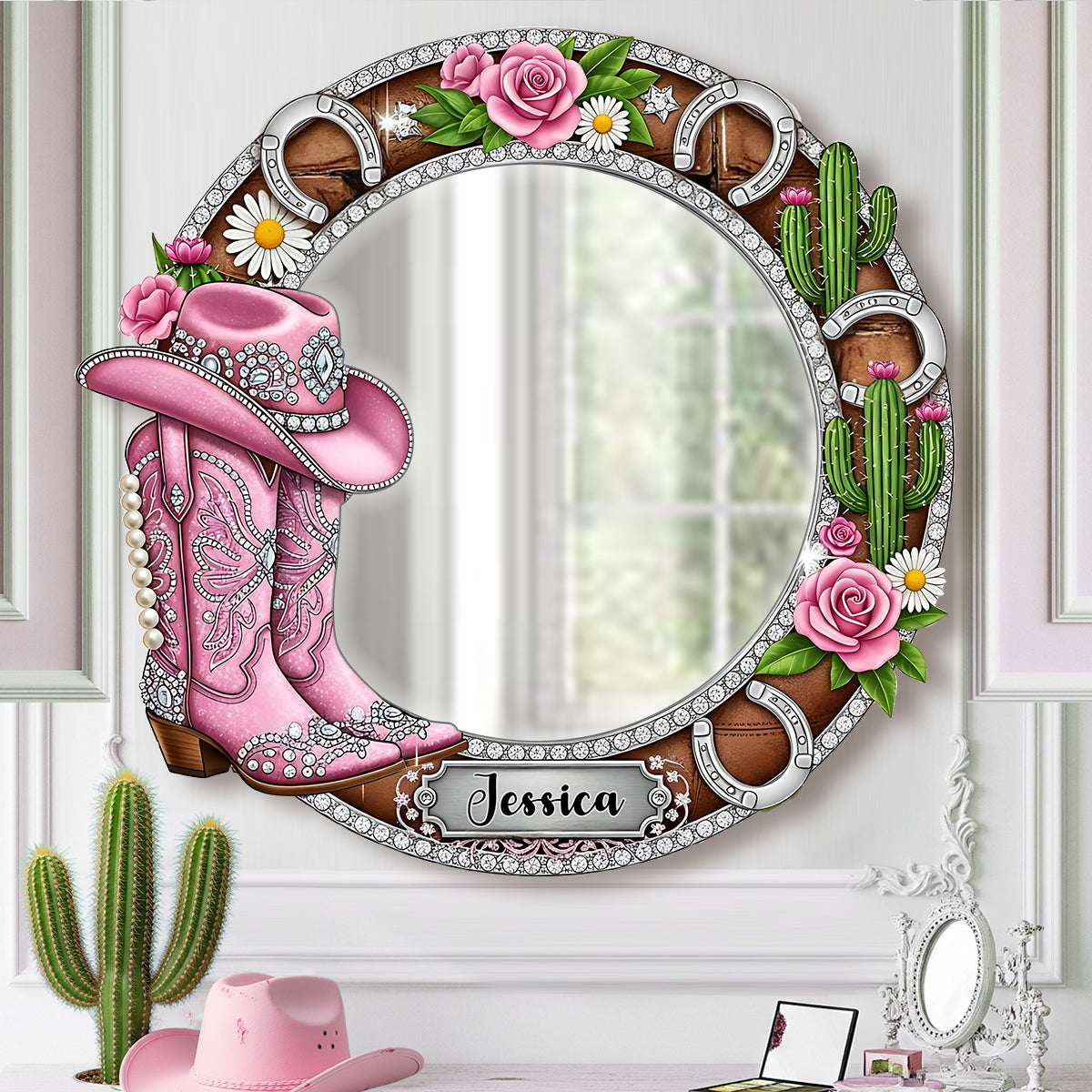 Bottes de cowgirl - Miroir mural personnalisé pour cowgirl