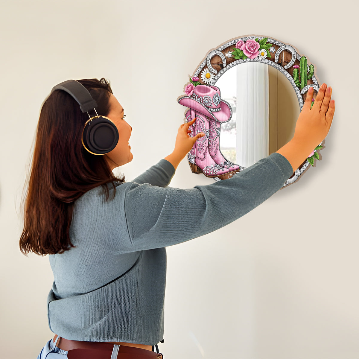 Bottes de cowgirl - Miroir mural personnalisé pour cowgirl