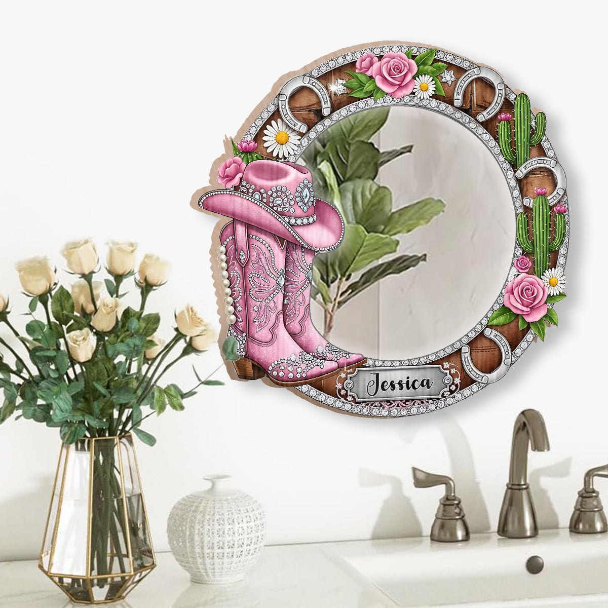 Bottes de cowgirl - Miroir mural personnalisé pour cowgirl