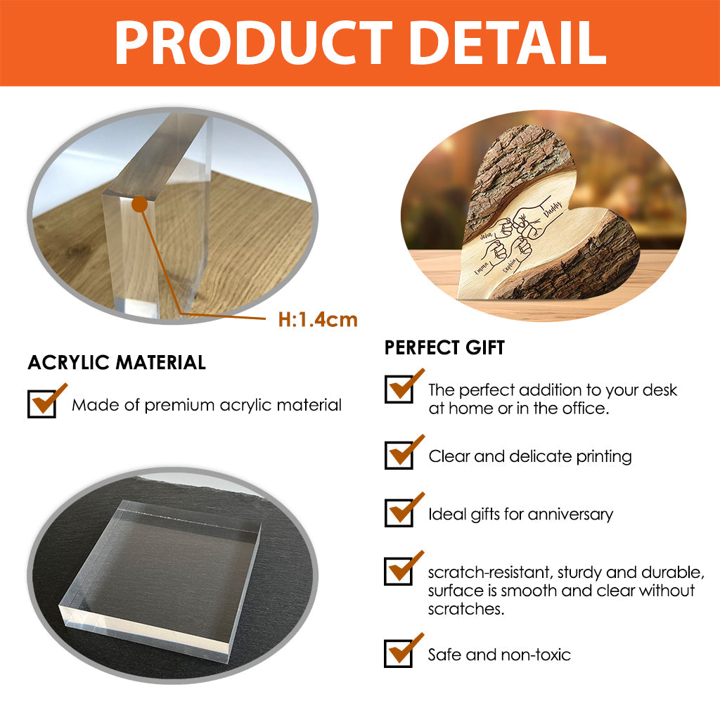 Meilleur papa du monde - Plaque acrylique personnalisée « Papa » en forme de papa