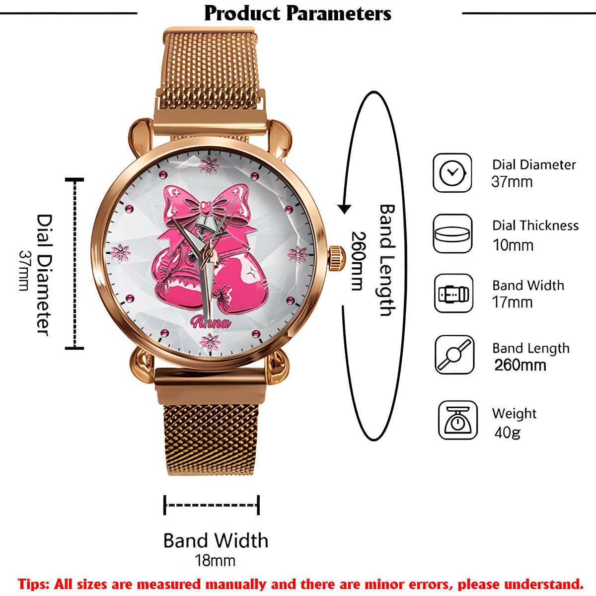 Foi, Espoir, Amour - Montre-bracelet personnalisée pour femmes, sensibilisation au cancer du sein