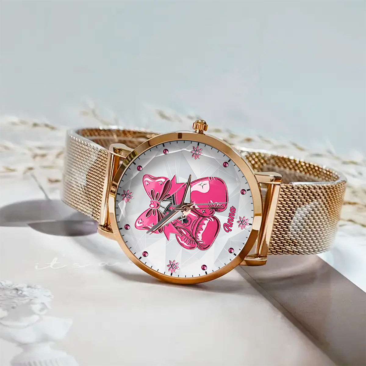 Foi, Espoir, Amour - Montre-bracelet personnalisée pour femmes, sensibilisation au cancer du sein