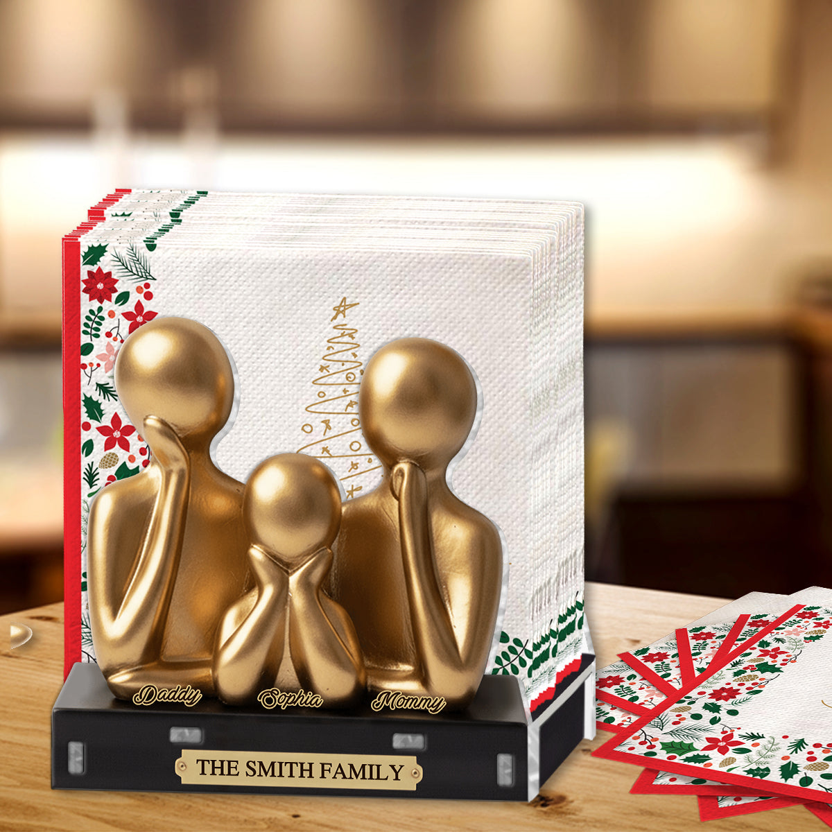 Cadeau de Noël pour la famille - Porte-essuie-tout familial personnalisé